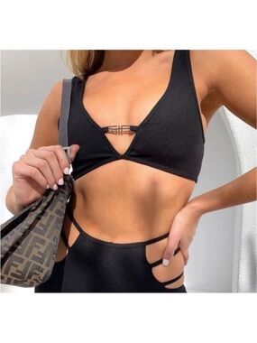 Urban Outfitters I.AM.GIA. Black Bra Crop Top